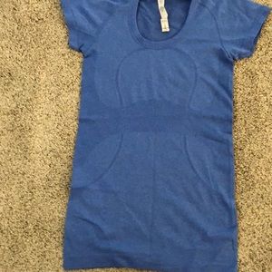 Blue Swiftly Tech Crew short sleeve top.